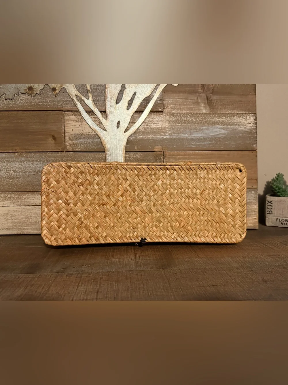 Nonam Seagrass Storage Small Basket with Lid - 3-Section Divided Organizer